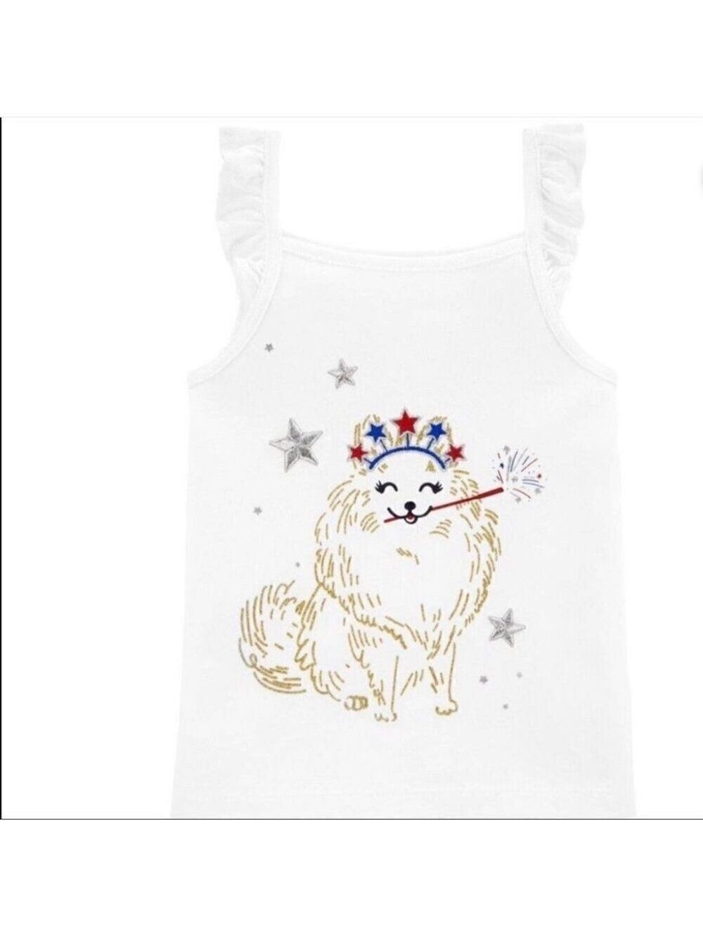 Carter’s White Tank Top Dog July 4th Girl’s Size 2T NWT